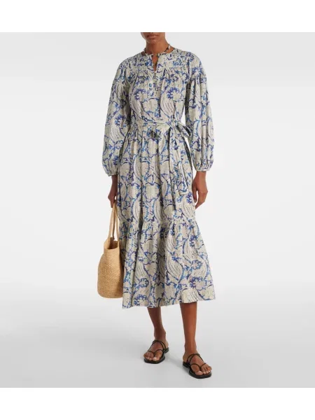 Rochie midi Ulla Johnson cu imagine până la genunchi de costum albastru