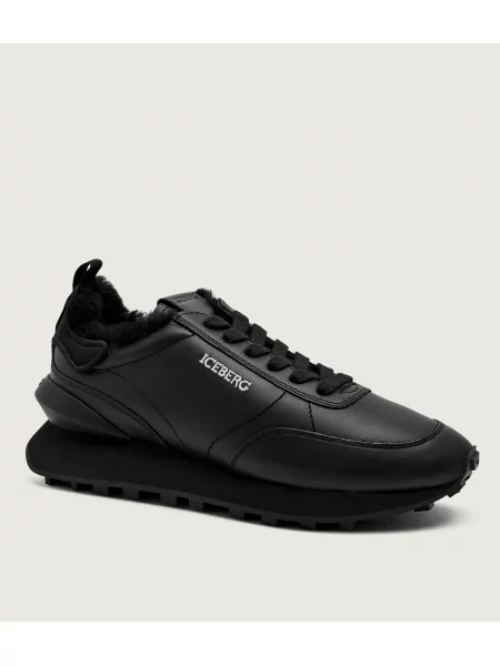 Iceberg Teniși din piele | shearling negru
