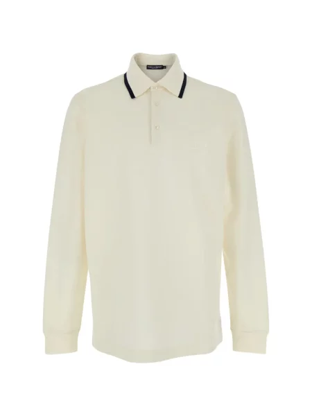 Tricou polo Dolce & Gabbana lung alb