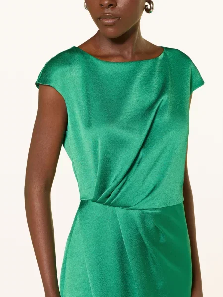 Marc Cain Saténové Pouzdrové Šaty pepper green zelené