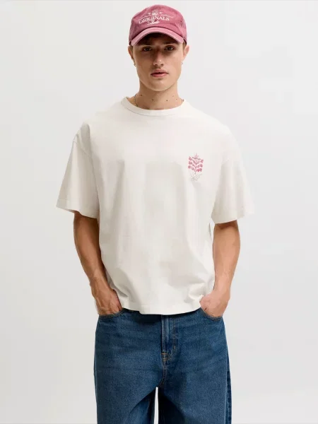 JACK & JONES Tricou JORSALAMANCO bleumarin / roșu carmin / natural alb