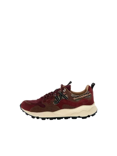 Sneakersy Flower Mountain w kwiatki skórzane czerwone