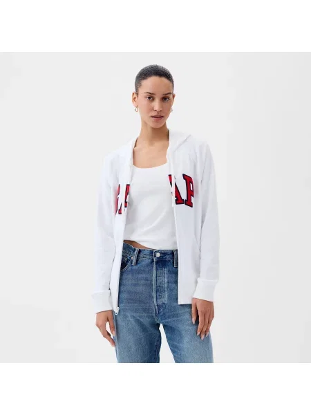 Bluza GAP Fullzip Logo Hoodie Optic White V6 XS biała