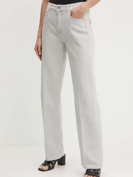 Traperice Pepe Jeans za žene visoki struk siva