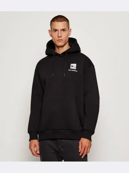 Geacă Karl Lagerfeld cu glugă negru