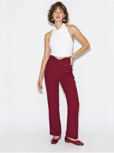 Bianco Lucci Kalhoty Hose burgundská červeň