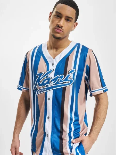 Karl Kani Tričko Varsity tmavomodrá / hnedá / čierna biela