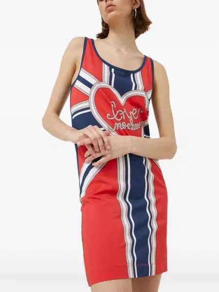 Rochie mini Love Moschino cu imagine cu motiv cu inimi de costum roșu