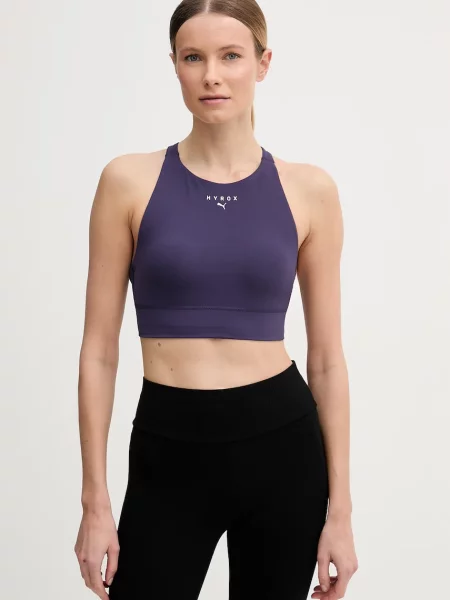 Športová podprsenka PUMA Hyrox Shapeluxe High Neck purple fialová