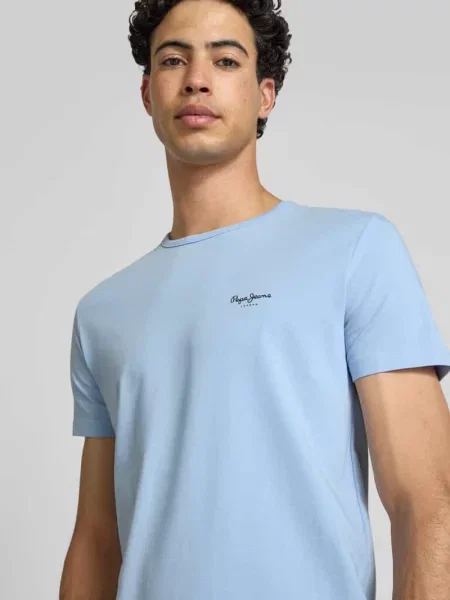 T-shirt o kroju slim fit z mieszanki bawełny model ORIGINAL BASIC Pepe Jeans
