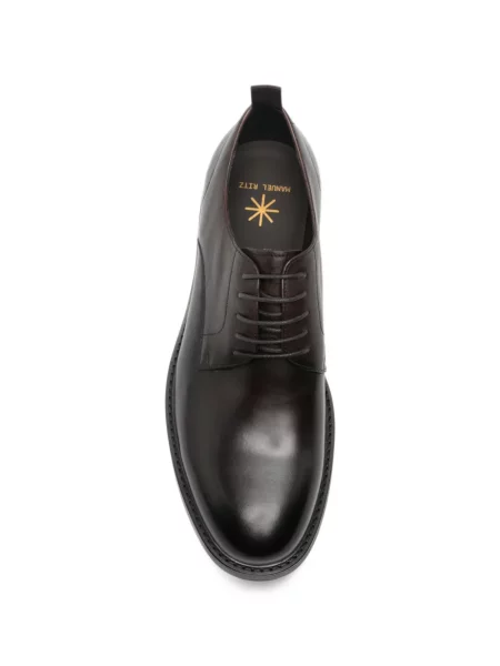 Pantofi derby Manuel Ritz cu șireturi din piele maro