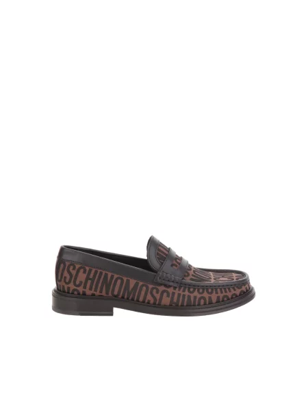 Półbuty Moschino skórzane z logo brązowe