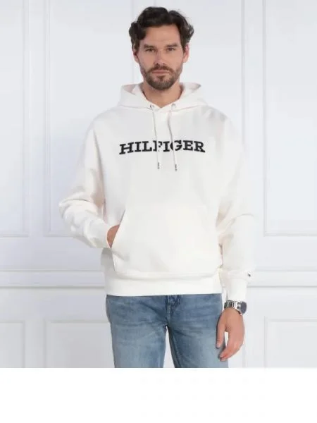 Tommy Hilfiger Hanorac MONOTYPE EMBRO HOODIE alb