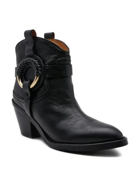 See By Chloé De piele botine negru
