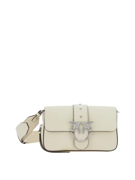 PINKO Geantă de umăr Love One Slouchy Zip Mini Vite' alb