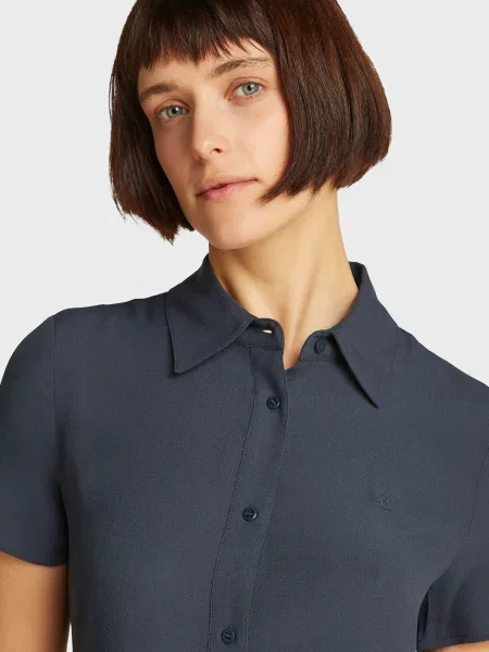 Костюмна джинсова сукня Calvin Klein Jeans а-силуету синя