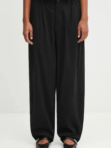 Pangaia pantaloni de DNA Interlock Trousers lat high waist negru