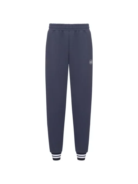 Pantaloni Ea7 Emporio Armani cu dungi cu imagine alergare albastru