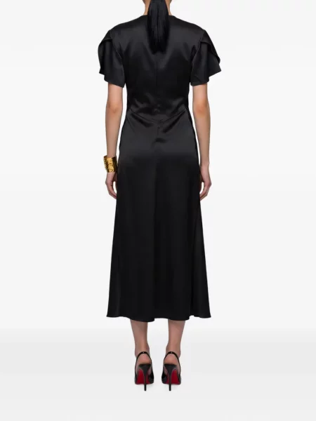 Rochie midi Sutton New York cu decolteu în V drapată negru