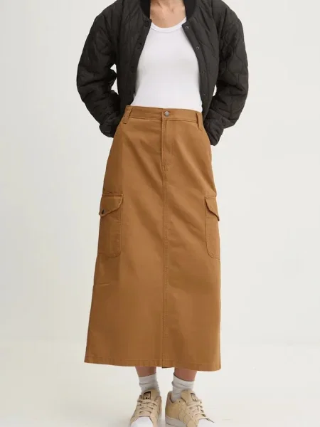 Пола Dickies DUCK CANVAS среднодълга разкроена кафяво
