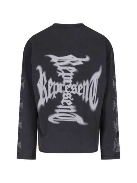 Lung tricou Represent cu imagine negru