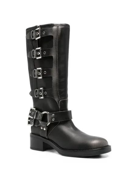 Botine Gisel B din piele cu cataramă negru