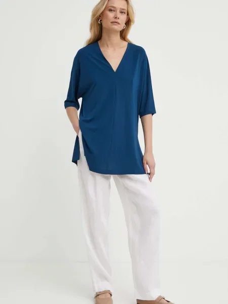 Однотонная блузка Max Mara Leisure синяя