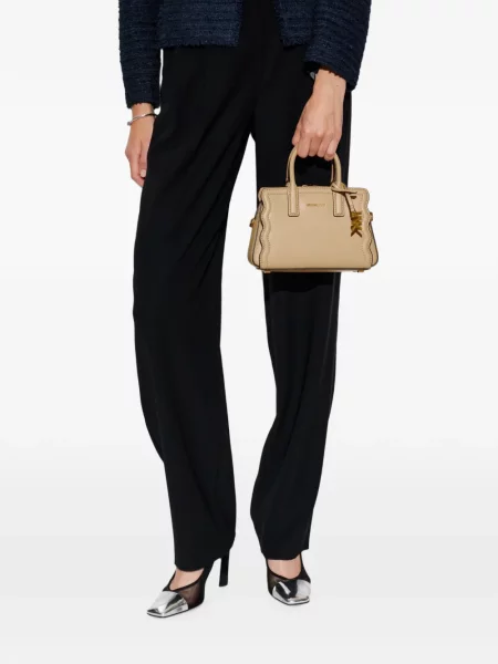 Кожена чанта Michael Michael Kors с волани розово