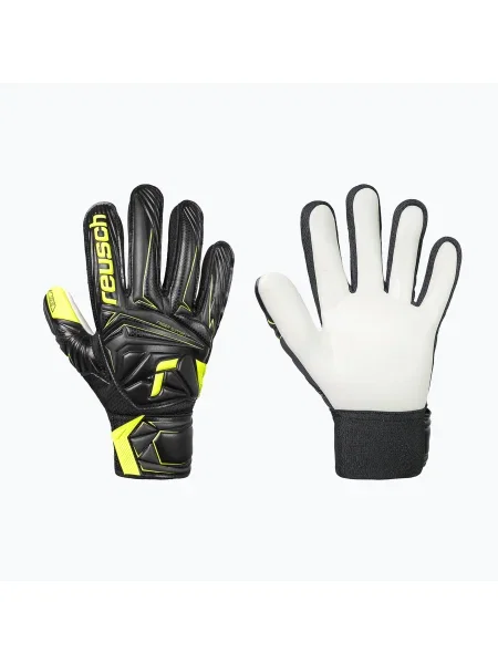 Mănuși de portar pentru copii Reusch Attrakt Starter Solid Finger Support Junior black/safety yellow negru