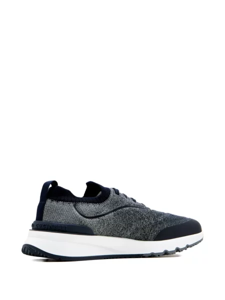 Sneakerși Brunello Cucinelli cu șireturi tricotate albastru