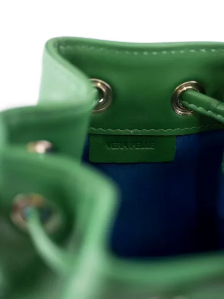 Geantă bucket La Rose din piele verde
