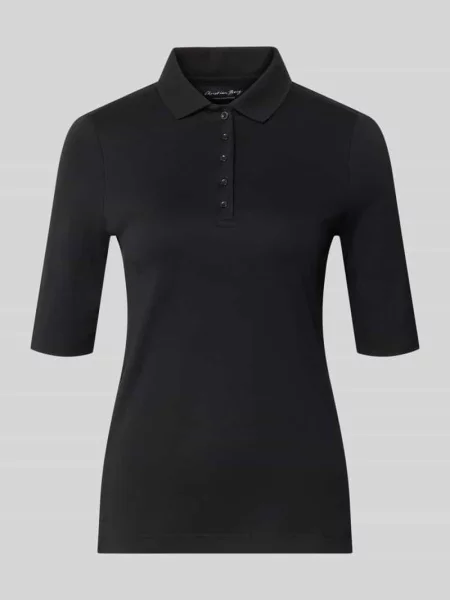 Koszulka polo o kroju slim fit z listwą guzikową i rękawem o dł. Christian Berg Woman czarne