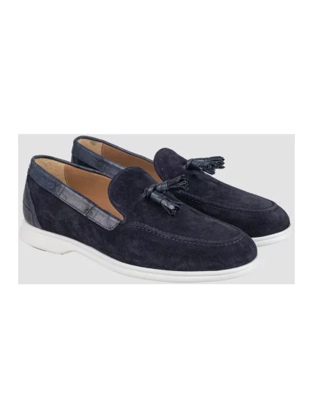 Półbuty Kiton skórzane niebieskie