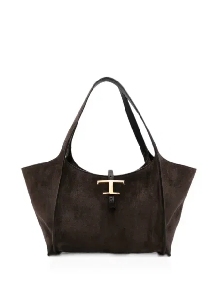 Geantă shopper Tod's din piele de căprioară maro