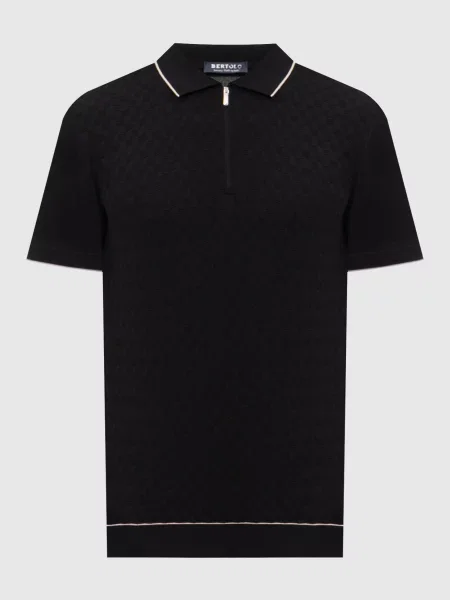 Поло із шовком у візерунок Bertolo Cashmere чорне