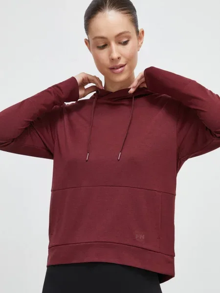 Суичър с качулка Helly Hansen с качулка кафяво