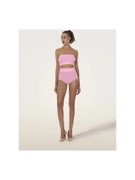 Top Wolford skórzany różowy