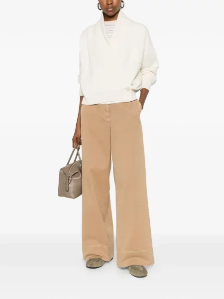 Pulover Brunello Cucinelli tricotate plic alb