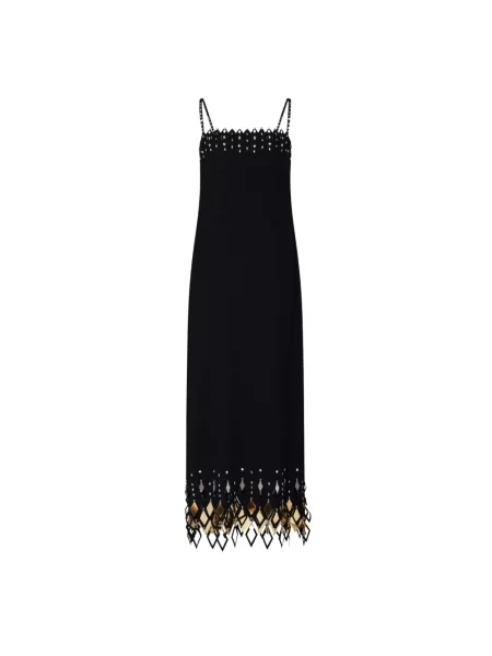 Długa sukienka maxi Rabanne z krepy czarna