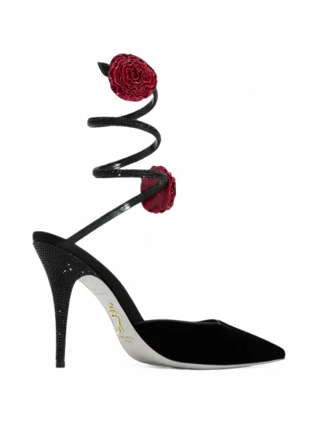 Pantofi cu toc Rene Caovilla cu model floral negru