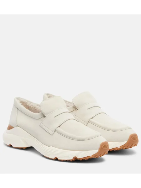 Pantofi loafer Tod's din piele de căprioară alb