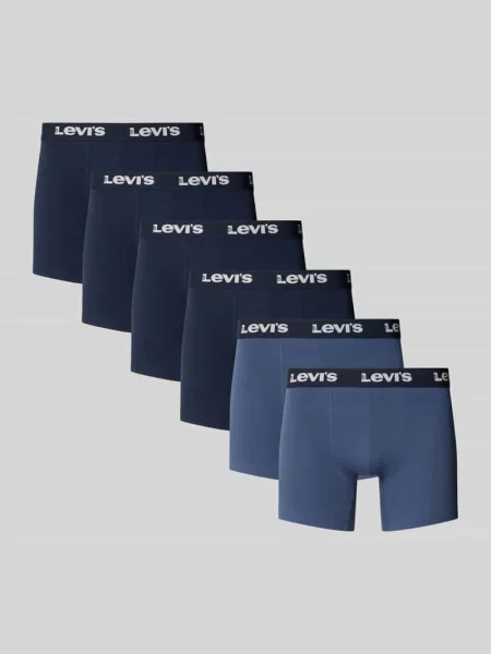 Majtki i obcisłe bokserki z elastycznym pasem z logo w zestaw 6 par model LOGO BOXER' Levi's granatowe