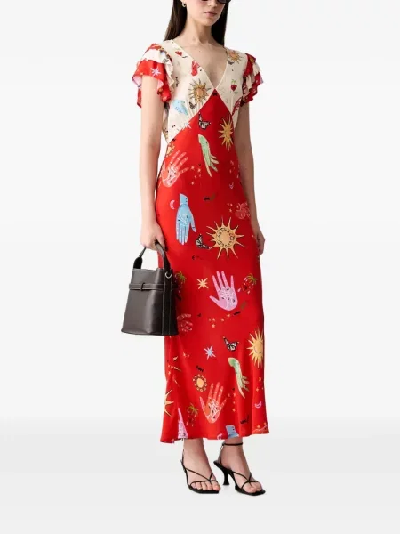 Rochie maxi Never Fully Dressed cu imagine roșu