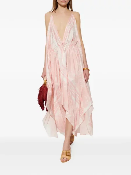 Rochie midi Balmain cu imagine asimetrică roz