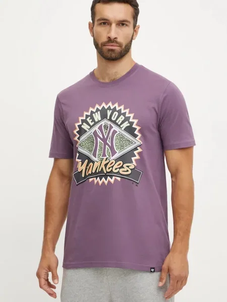 Тениска 47 brand MLB New York Yankees лилаво с принт виолетово