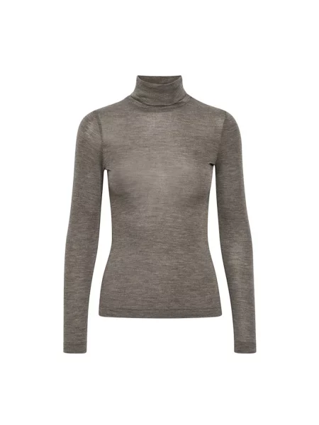 Sweter z golfem Inwear w kolorze melanż do golfa brązowy