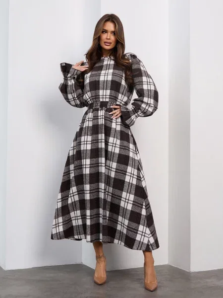 Вовняна Сукня максі ISSA Plus білий/коричневий біла