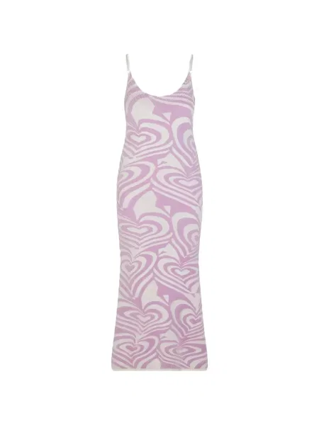 Rochie midi House Of Sunny cu motiv cu inimi violet