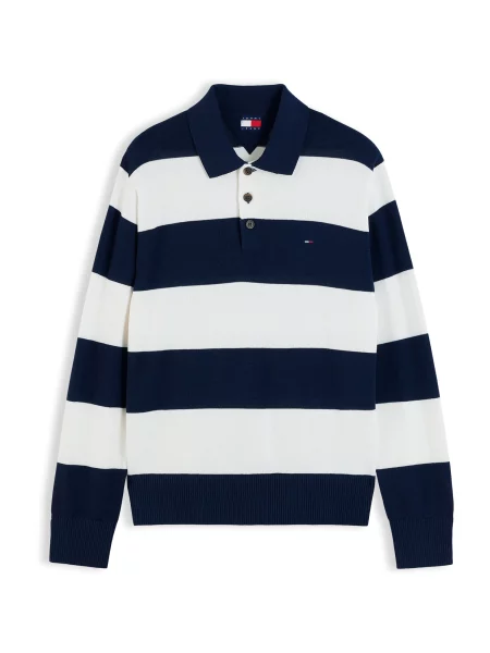 Tommy Jeans Pulover ESSENTIAL bleumarin alb