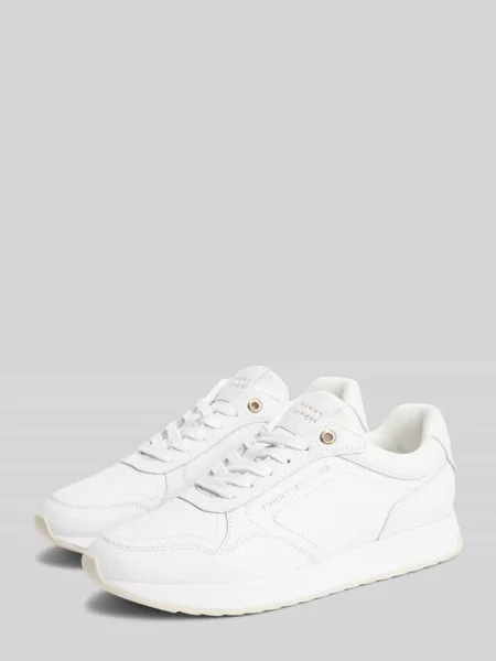 Sneakersy z naturalnej skóry z napisem z logo Tommy Hilfiger białe